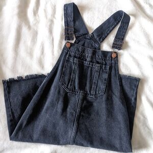 River Island Black Denim Overall Jean Dress 90's Style Patch Pocket Size 8- US 4